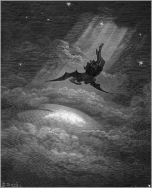 The fall of Lucifer, Gustave Doré's illustration for Paradise Lost by John Milton.